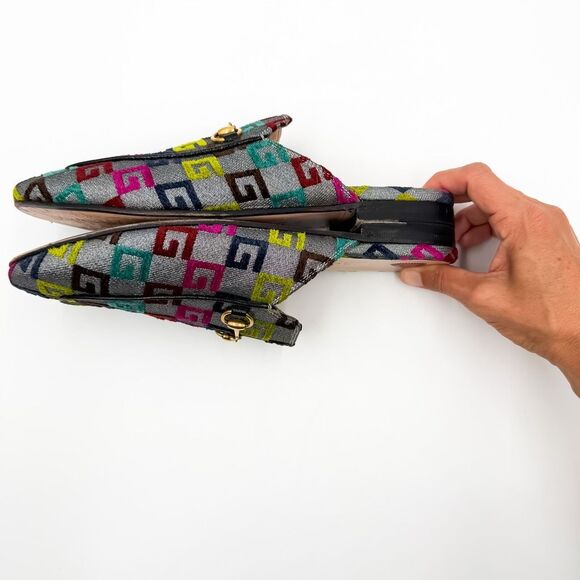 Gucci Princetown Horsebit Lurex Velvet Loafer Mules GG EU 40 US 10 - Picture 6 of 11